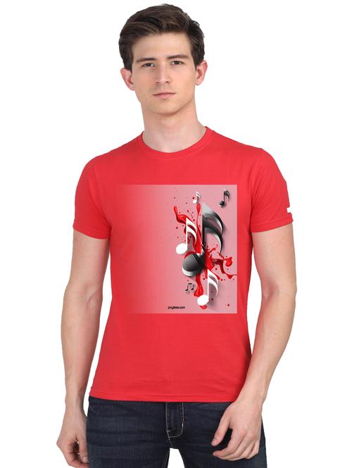 red chest print t-shirt - 18441126 - Very Small Image - 1
