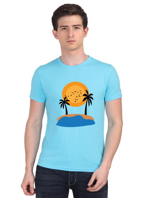 turquoise chest print t-shirt - 18441132 - Very Small Image - 1