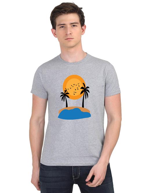 grey chest print t-shirt - 18441134 - Very Small Image - 1