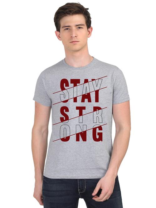 grey chest print t-shirt - 18441139 - Very Small Image - 1