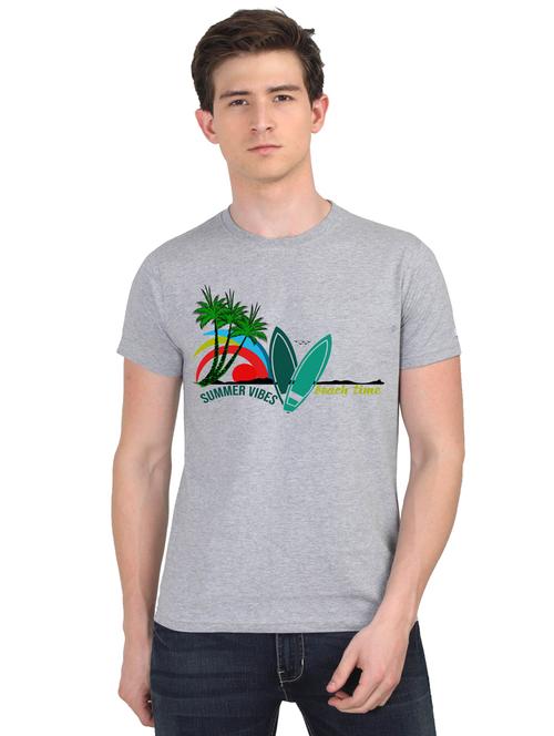 grey chest print t-shirt - 18441144 - Very Small Image - 1