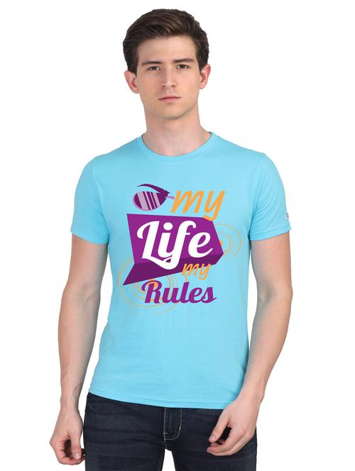 turquoise chest print t-shirt - 18441161 - Very Small Image - 1