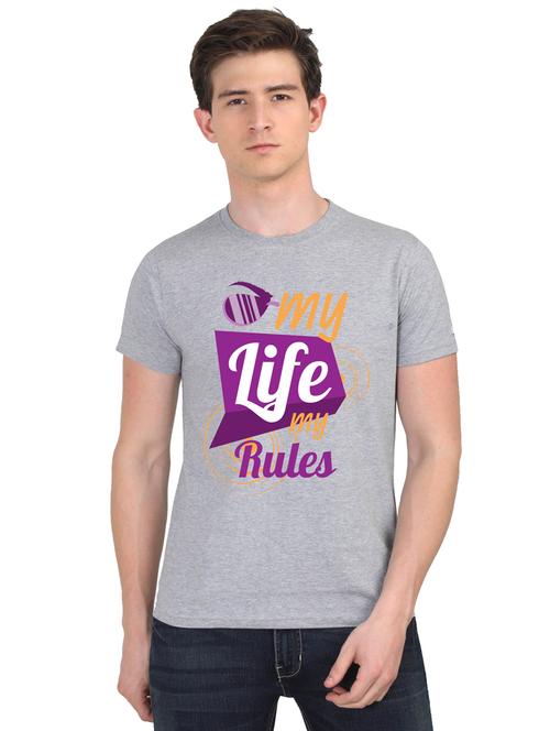 grey chest print t-shirt - 18441163 - Very Small Image - 1