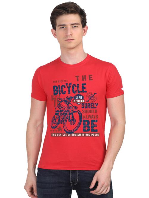 red chest printed casual t-shirt - 18441179 - Very Small Image - 1