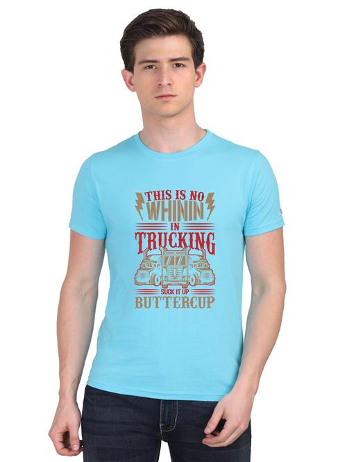 turquoise chest printed casual t-shirt - 18441194 - Very Small Image - 1