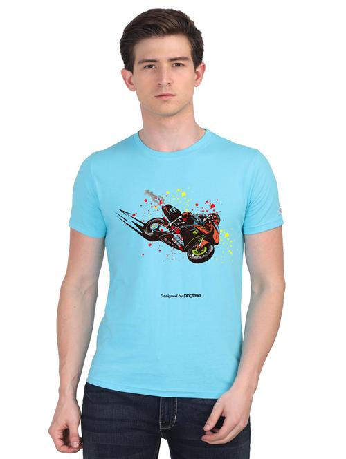 turquoise chest printed casual t-shirt - 18441209 - Very Small Image - 1