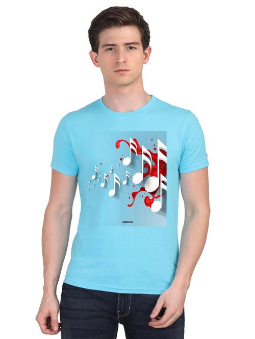 turquoise chest printed casual t-shirt - 18441235 - Very Small Image - 1
