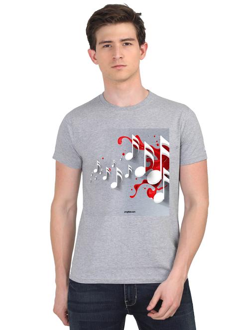 grey chest printed casual t-shirt - 18441237 - Very Small Image - 1