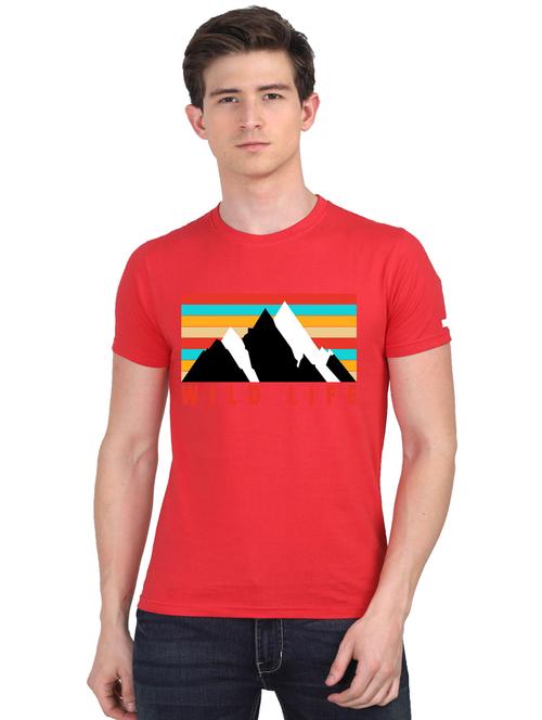 red chest printed casual t-shirt - 18441245 - Very Small Image - 1