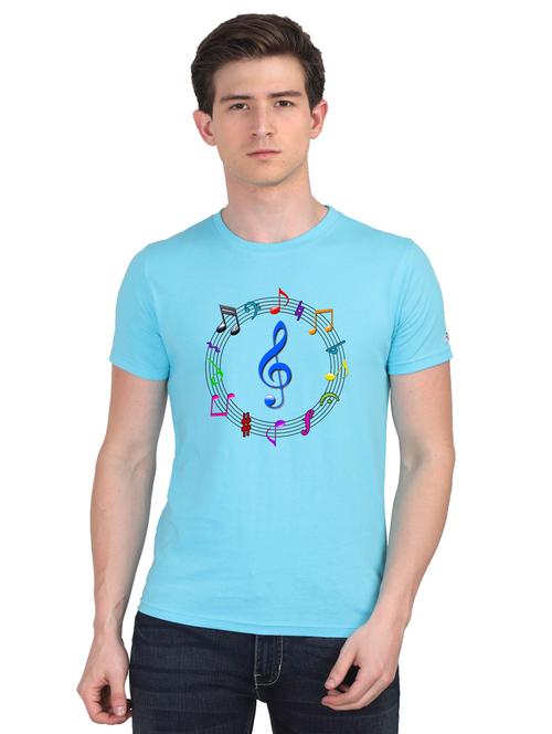 turquoise chest print t-shirt - 18441300 - Very Small Image - 1