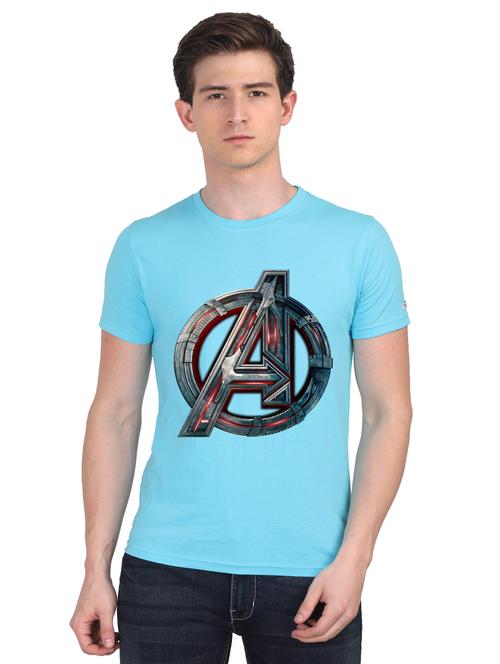 turquoise chest print t-shirt - 18441316 - Very Small Image - 1