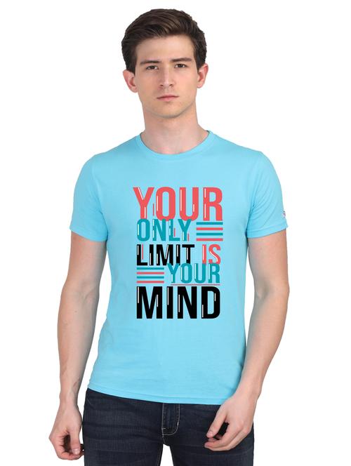 turquoise chest print t-shirt - 18441319 - Very Small Image - 1