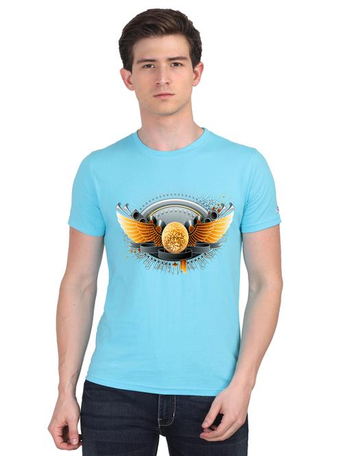 turquoise chest print t-shirt - 18441322 - Very Small Image - 1
