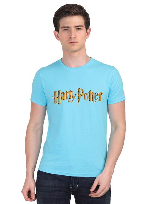 turquoise chest printed casual t-shirt - 18441370 - Very Small Image - 1