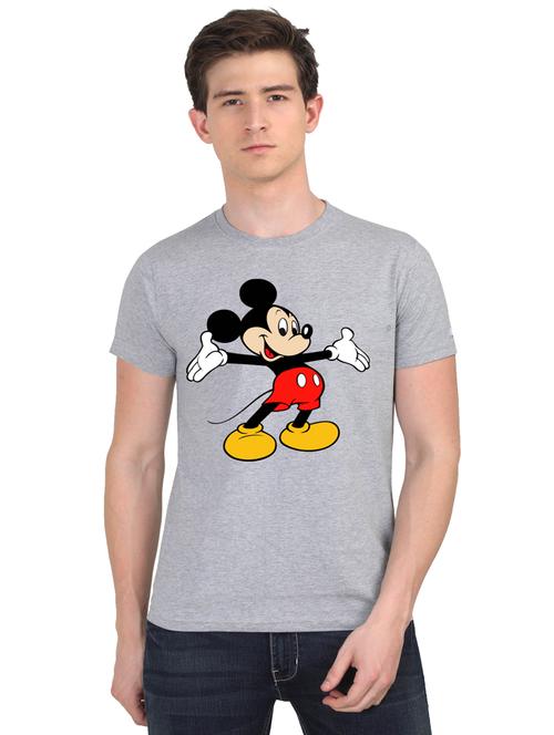 grey chest printed casual t-shirt - 18441382 - Very Small Image - 1