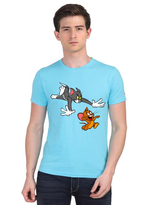 turquoise chest printed casual t-shirt - 18441385 - Very Small Image - 1
