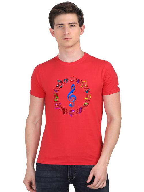 red chest printed casual t-shirt shirt - 18441394 - Very Small Image - 1