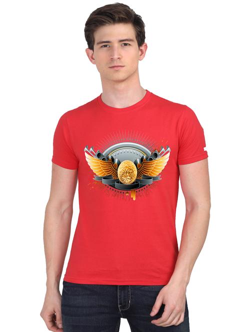 red chest print t-shirt - 18441419 - Very Small Image - 1