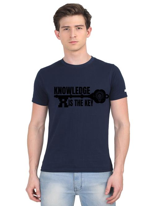 navy-blue chest print t-shirt - 18441448 - Very Small Image - 1