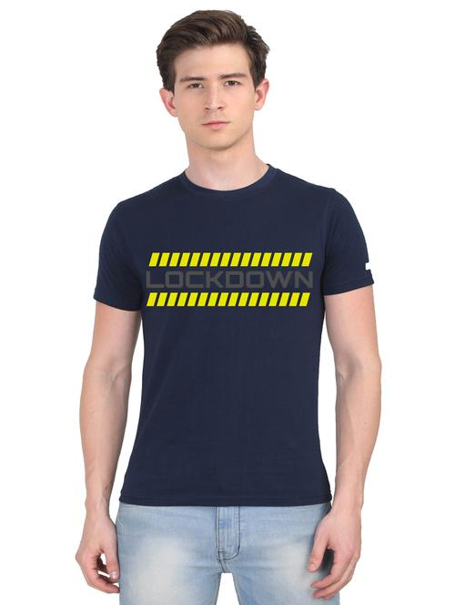 navy-blue chest print t-shirt - 18441451 - Very Small Image - 1