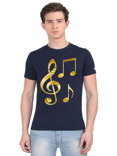 navy-blue chest print t-shirt - 18441460 - Very Small Image - 1