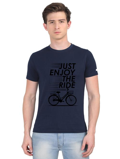 navy-blue chest print t-shirt - 18441482 - Very Small Image - 1