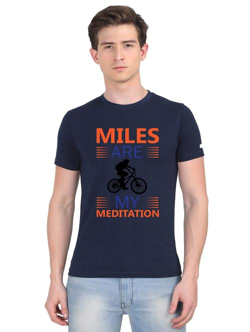 navy-blue chest print t-shirt - 18441484 - Very Small Image - 1
