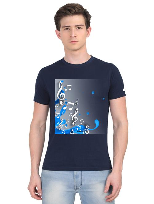 navy-blue chest print t-shirt - 18441490 - Very Small Image - 1