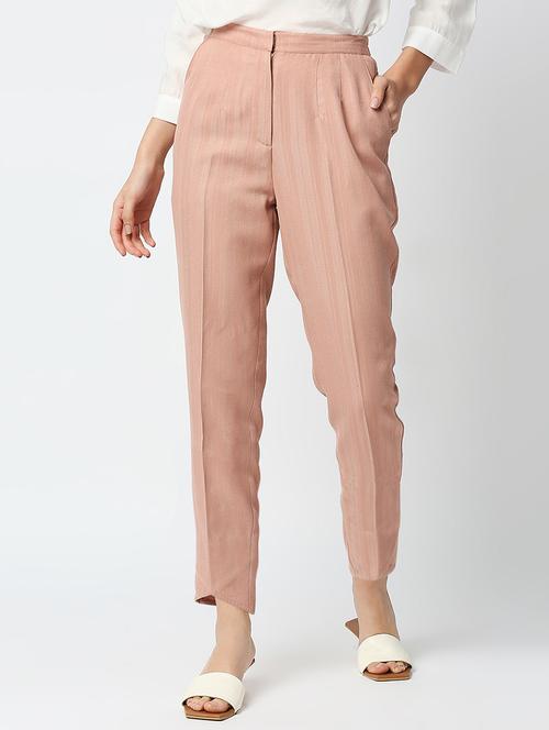 high rise self design flat front trouser - 18441740 - Very Small Image - 1
