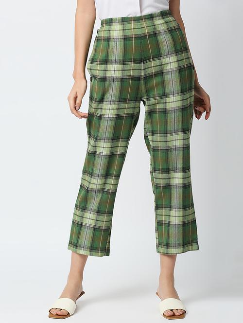 high rise checkered flat front trouser - 18441744 - Very Small Image - 1