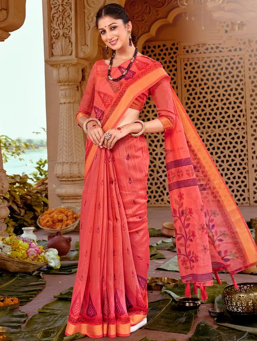 tassel detailed printed saree - 18441993 - Very Small Image - 1