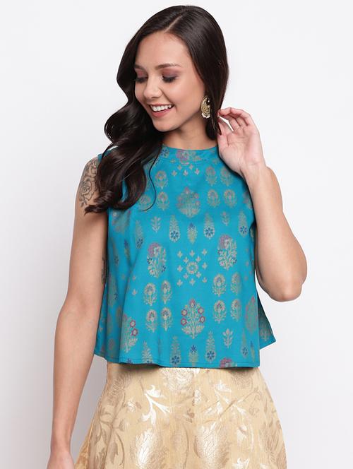 blue jacquard regular top - 18442412 - Very Small Image - 1