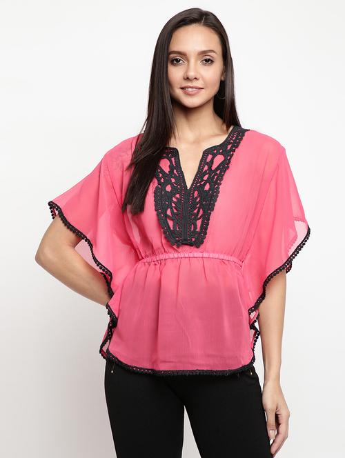 kimono sleeved laced regular top - 18442469 - Very Small Image - 1