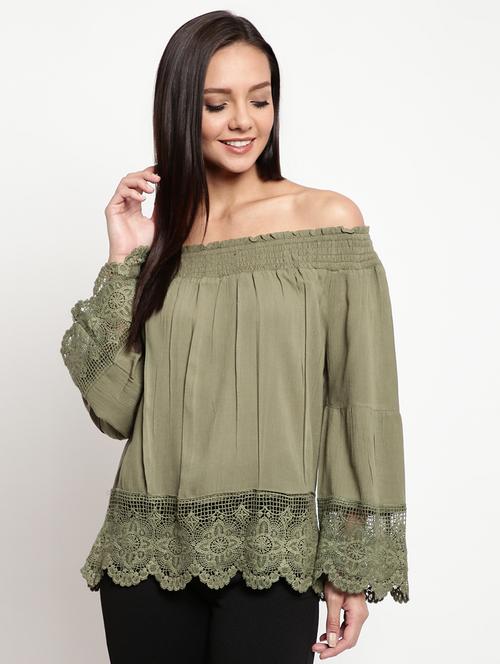 off shoulder solid regular top - 18442478 - Very Small Image - 1