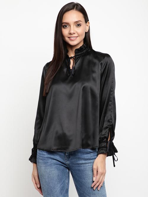 women's a line tie-up neck top - 18442495 - Very Small Image - 1