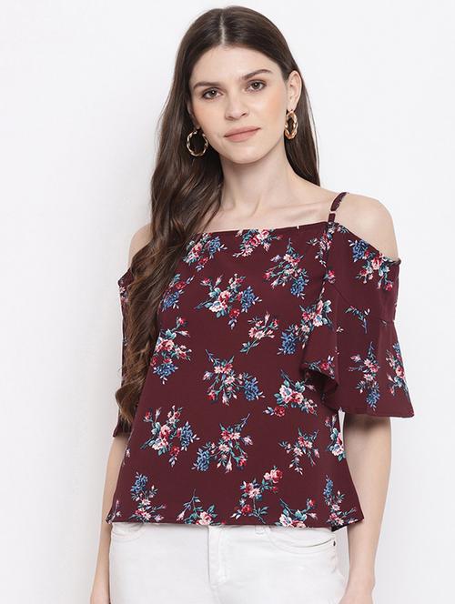 cold shoulder printed top - 18442515 - Very Small Image - 1