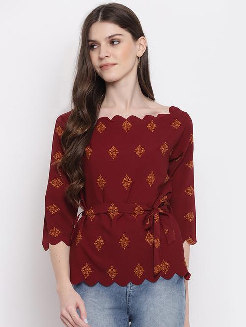 three quarter sleeved printed regular top - 18442530 - Very Small Image - 1