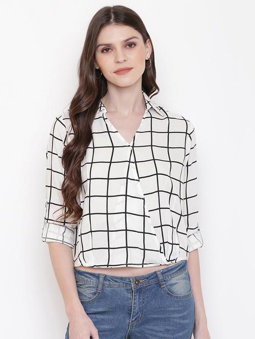 roll-up sleeved checkered regular top - 18442533 - Very Small Image - 1
