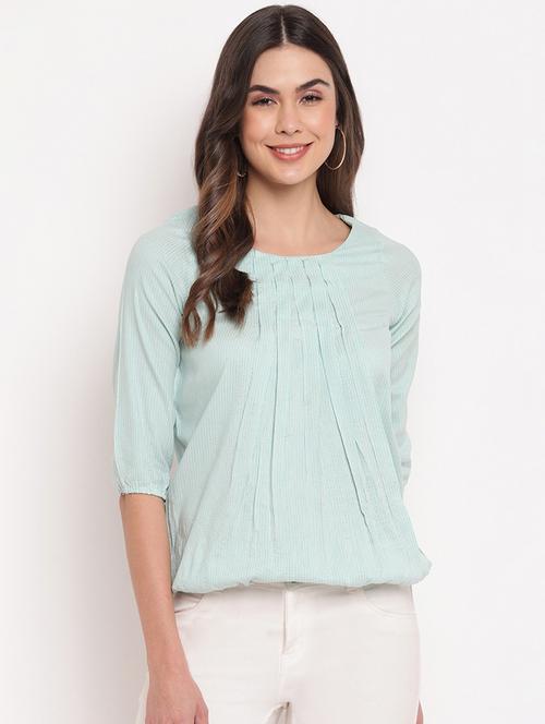 three quarter sleeved striped regular top - 18442810 - Very Small Image - 1