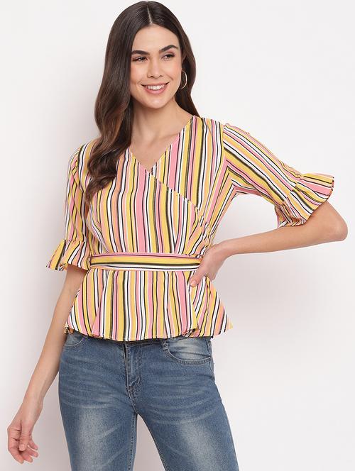 tie back polka dot peplum top - 18442873 - Very Small Image - 1