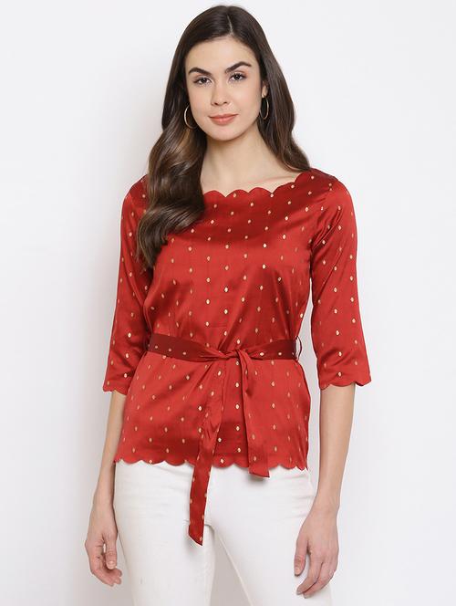 tie front self design top - 18442924 - Very Small Image - 1
