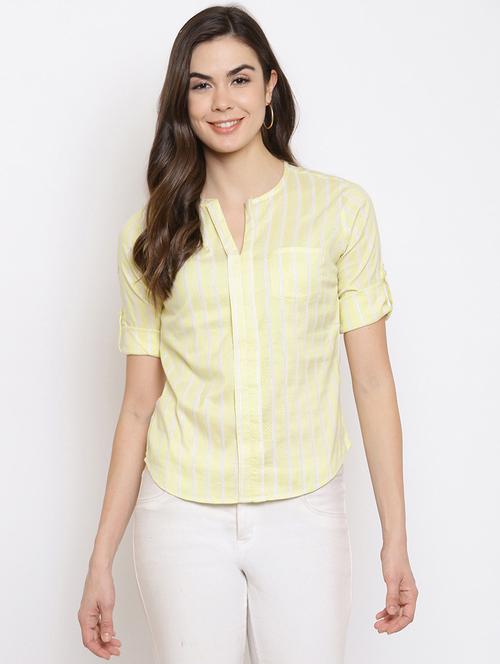 notch neck striped top - 18442943 - Very Small Image - 1