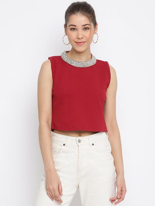 red neck mirror work crop top - 18443027 - Very Small Image - 1