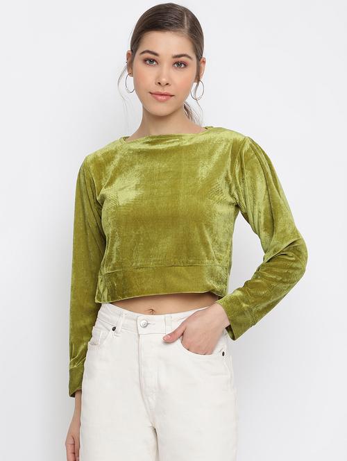 women's crop boat neck top - 18443143 - Very Small Image - 1