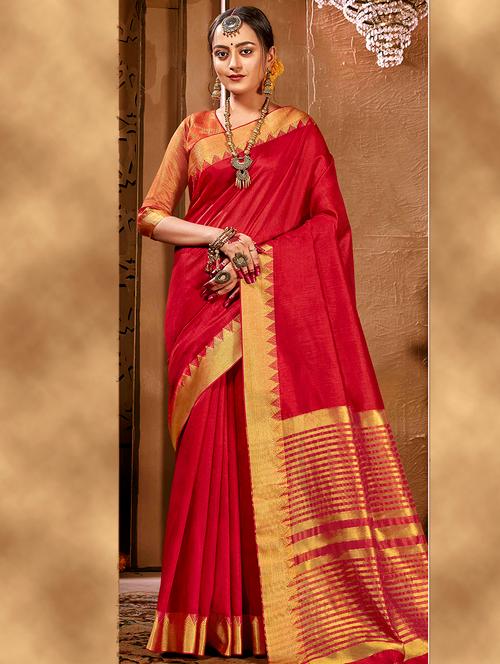 zari work woven saree with blouse - 18443370 - Very Small Image - 1