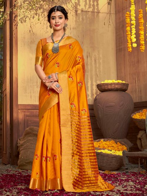 zari work woven saree with blouse - 18443377 - Very Small Image - 1