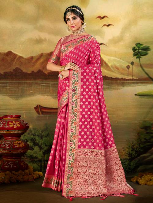 zari work woven saree with blouse - 18443380 - Very Small Image - 1