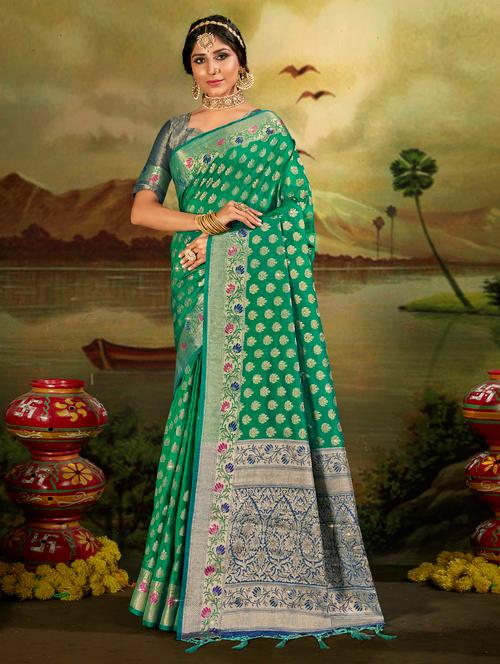 zari work woven saree - 18443382 - Very Small Image - 1