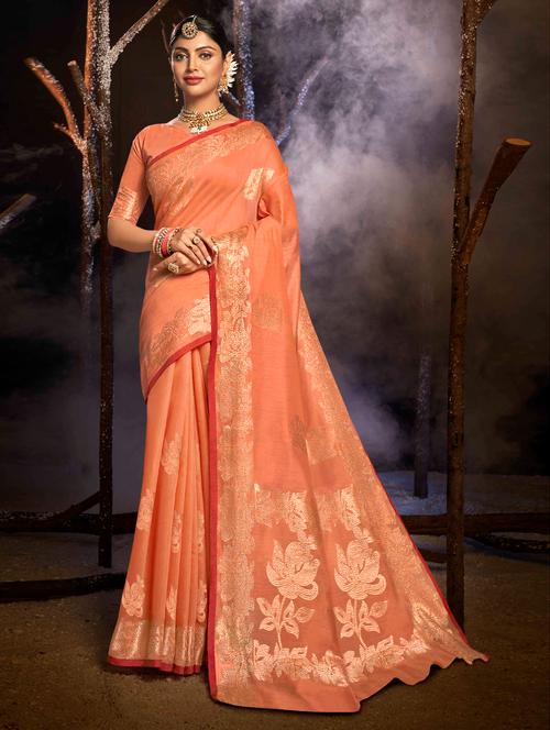 zari work woven saree with blouse - 18443390 - Very Small Image - 1