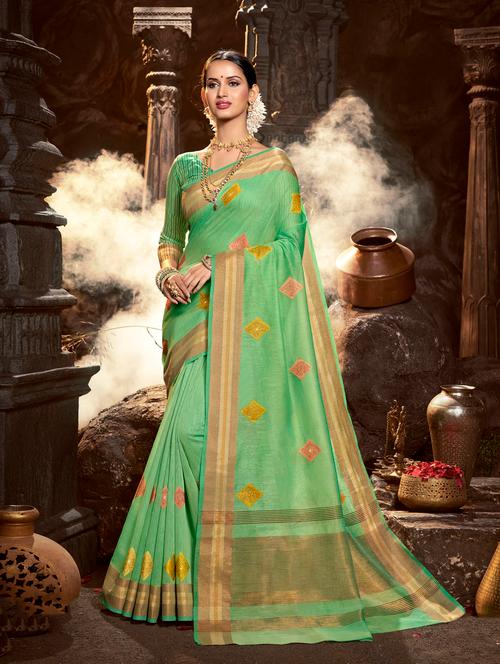 zari work woven saree with blouse - 18443409 - Very Small Image - 1